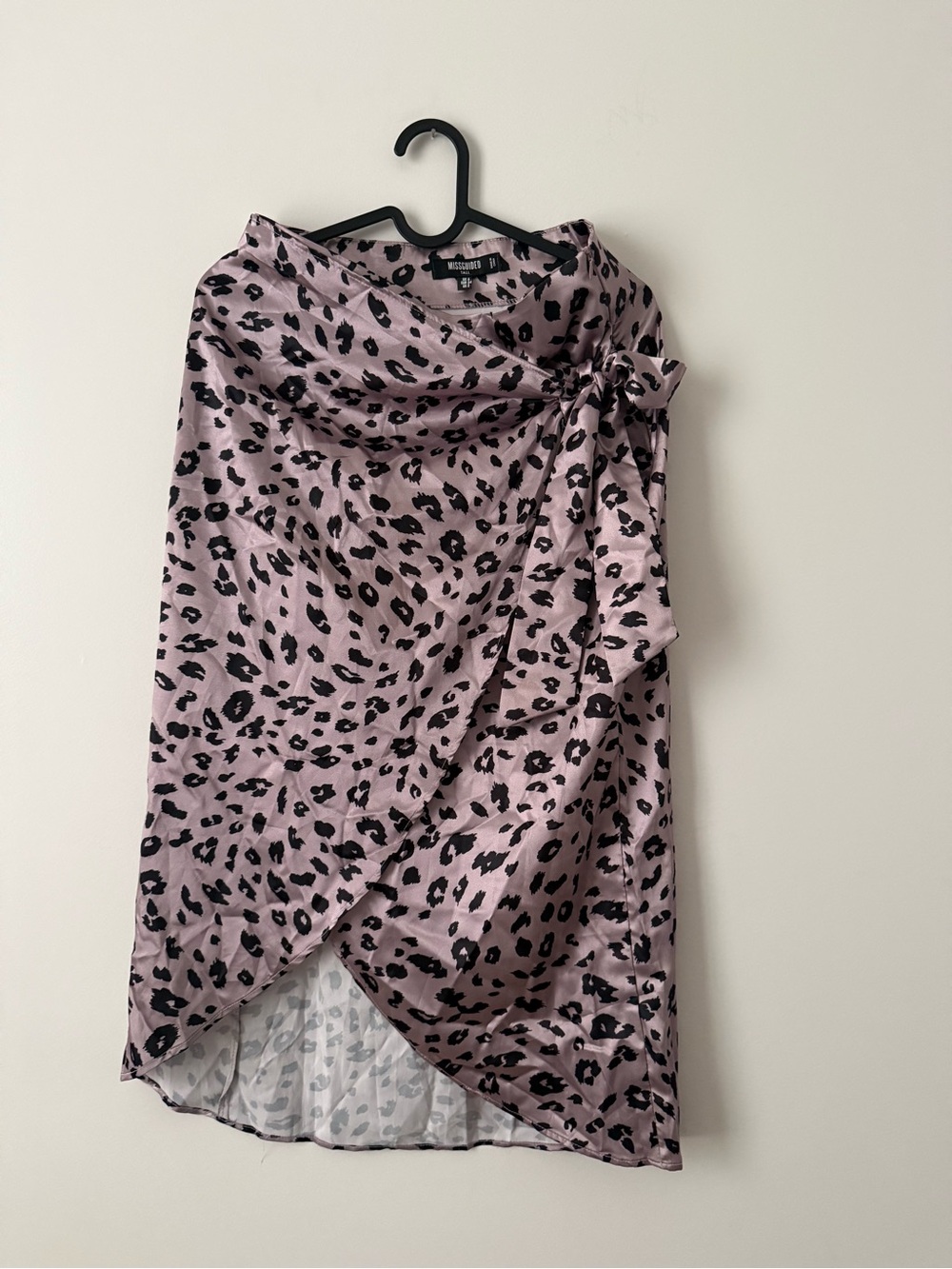 Missguided Mauve Pink Leopard Asymmetrical Wrap Skirt